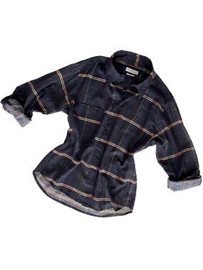 ISABEL MARANT ETOILE BLUE PURPLE PLAID PRINTED BUTTON-DOWN SHIRT SMALL